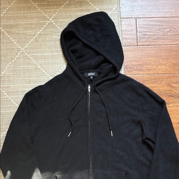 Quince Black Cashmere Zip-up Hoodie Sweatshirt women’s XL - Picture 6 of 7